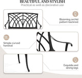 VINGLI 38" Outdoor Metal Bench, Cast Aluminium Garden Bench, Weatherproof Antique Finish Orchid Chair - Photo 4