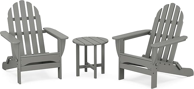 POLYWOOD PWS214-1-SG Classic Adirondack Chair Seating Set in Slate Grey