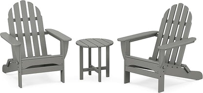 POLYWOOD PWS214-1-SG Classic Adirondack Chair Seating Set in Slate Grey