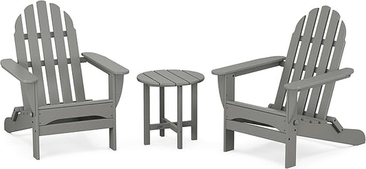 POLYWOOD PWS214-1-SG Classic Adirondack Chair Seating Set in Slate Grey
