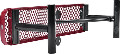 Global Industrial 4'L Heavy Duty Expanded Metal Mesh Flat Bench with Steel Frame, Portable Outdoor Bench, 1000 lbs Capacity, Red, 48" L x 14-1/2"W x 18" H