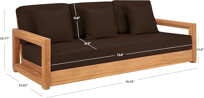 SAFAVIEH Couture Montford 3-Seat Bench Replacement Cover Only – Outdoor White Removable Slipcover Upholstery - Photo 3