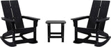 Flash Furniture Set of 2 Finn Modern Commercial Grade Adirondack Rocking Chairs - All-Weather Black Poly Resin Wood - Photo 1