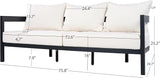 Merax 75.8" Modern Curved Outdoor Aluminum 3-Seater Sofa - Photo 7
