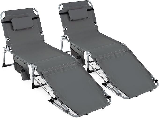 COSTWAY Tanning Chair with Face Hole, Folding Sun Bathing Lounge Chair with Armrest, Side Pocket & Protective Flap - Photo 1