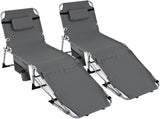 COSTWAY Tanning Chair with Face Hole, Folding Sun Bathing Lounge Chair with Armrest, Side Pocket & Protective Flap - Photo 1