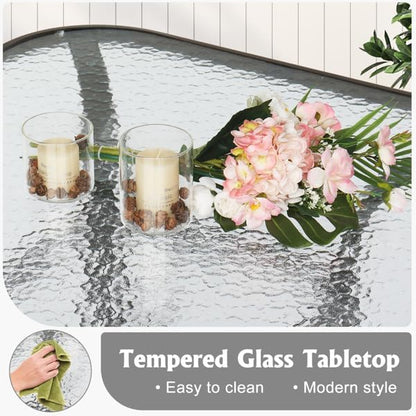 Outdoor Bar Table with Umbrella Hole, End Table with Glass Top, Patio Coffee Bistro Table for Indoor Garden Porch Balcony (Brown, Square 31x31x40in)