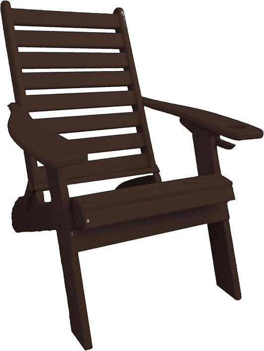 Furniture Barn USA Farmhouse Collection Poly Ladderback Folding Adirondack Chair, Milwaukee Brown