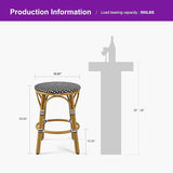 PURPLE LEAF Patio French Round 26" Counter Stool Set of 2 Large Rattan Backless Stackable Barstools Bamboo Print - Photo 3