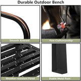 50" Outdoor Bench, Metal Outside Benches for Garden, Patio, Front Porch, Park, Yard, with Armrest and PVC Backrest - Photo 5