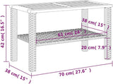 Modern Rectangular Garden Table, Outdoor Patio Side Table with Synthetic Poly Rattan - Photo 2