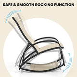 Giantex 2-in-1 Outdoor Rocking Chair, Convertible Lounge Chair with 4-Position Adjustable Backrest, Curved Armrests - Photo 6