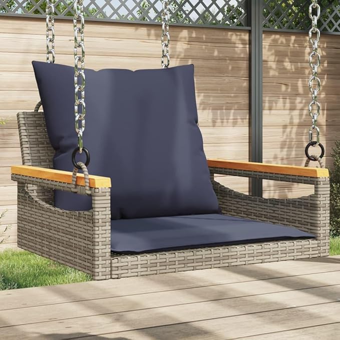 Patio Swing Bench Gray with Comfy Cushions, UV-Resistant Durable Outdoor Furniture for Balcony Garden - Photo 1