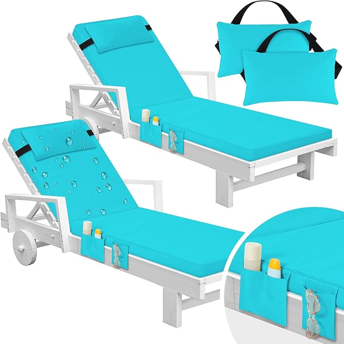 Tondiamo 2 Set Outdoor Chaise Lounge Cushions with Pillows and Storage - Photo 1