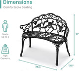 38.5" Outdoor Bench, Metal Outside Benches for Garden, Patio, Front Porch, Park, Yard, with Armrest and Backrest - Photo 2