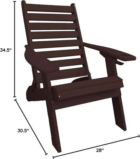 Furniture Barn USA Farmhouse Collection Poly Ladderback Folding Adirondack Chair, Milwaukee Brown