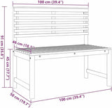 Garden Bench Brown 100 x 50 x 91cm Solid Acacia Wood,Sturdy Patio Bench with Modern Design for Outdoor Use - Photo 2