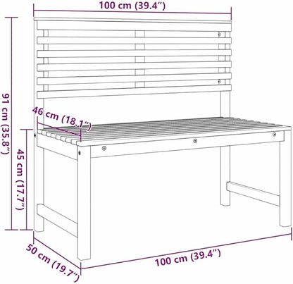 Garden Bench Brown 100 x 50 x 91cm Solid Acacia Wood,Sturdy Patio Bench with Modern Design for Outdoor Use