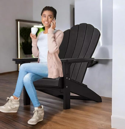 Modern Adirondack Chair with Cup Holder, Outdoor Patio Furniture (Brown)