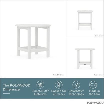 POLYWOOD SBT18WH South Beach 18" Outdoor Side Table, White