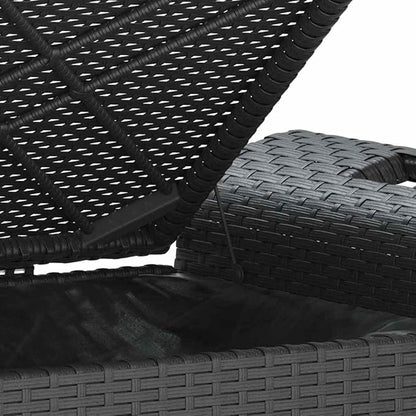 Garden Bench Black Polyethylene Rattan Look, Outdoor Storage Deck Box, Weatherproof Patio Furniture for 2 People, 45.7x45.7x22.4 in, Modern Design Patio Bench