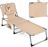 Giantex Face Down Tanning Chair, Folding Beach Lounge Chair w/ 4-Position Adjustable Backrest - Photo 1