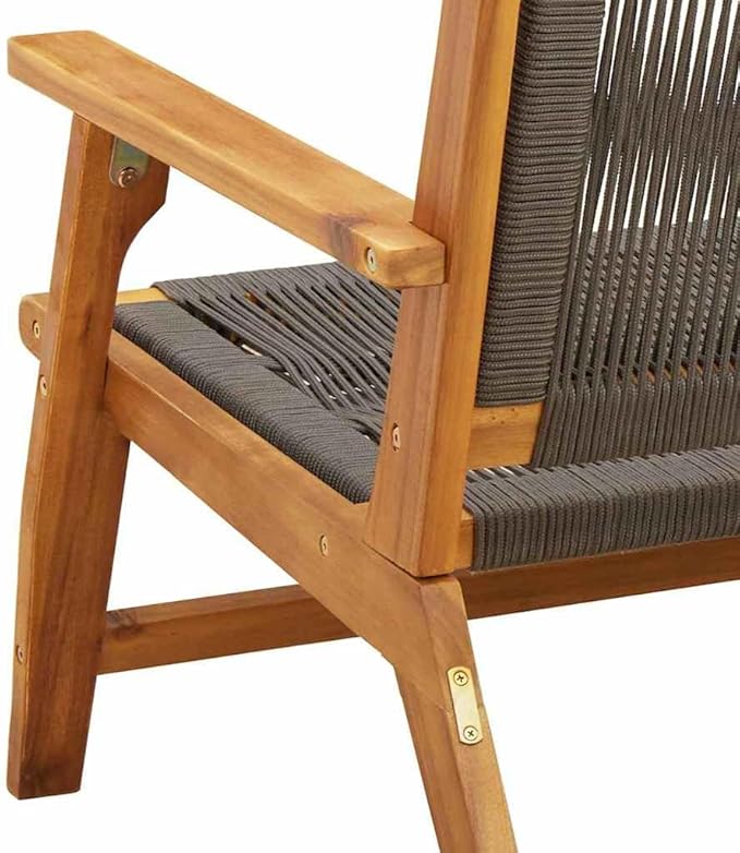Modern Outdoor Bench, Solid Acacia Wood Garden Furniture Set Grey 48 x 30 x 29 Inches, Weather-Resistant Patio Seating for Backyard, Porch, 2-Person Heavy Duty Bench with Easy Assembly