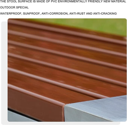 Outdoor Garden Bench, Metal Garden Bench, Two-Person Seat Backless Bench, Patio Bench Chair with Stainless Steel and Plastic Wood, Perfect for Backyard, Deck, Lawn, Poolside ( Size : 150*40*45cm )