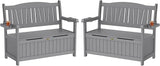 YEFU Outdoor Storage Bench for Patio: Heavy Duty Garden Bench Set of 2 with 96° High Backrest & Oversized Seating - Photo 1