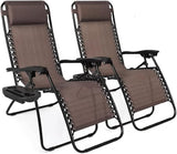 2-Pack Adjustable Zero Gravity Lounge Chair with Steel Mesh Fabric: Reclining Lawn Chair Featuring Comfort Pillow - Photo 1