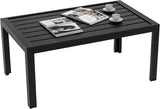 Outsunny Patio Coffee Table, Rectangle Outdoor Side Table with Steel Frame and Slat Tabletop for Garden, Balcony - Photo 1