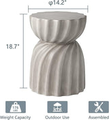 COSIEST Outdoor Side Table, 2 Pieces Concrete Contemporary Lightweight Side Table, Patio End Accent Table - Photo 3