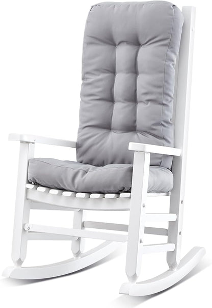 Kids Rocking Chair Cushion Pad Set Toddler Rocking Chair Indoor Outdoor Wooden Rocker Child Patio Rocker for Porch Balcony Lawn Indoor Outdoor(White,Ages 6-10)