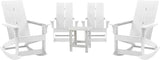 Flash Furniture Set of 4 Finn Modern Commercial Grade Adirondack Rocking Chairs - All-Weather White Poly Resin Wood - Photo 1