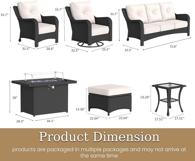 10 Piece Patio Furniture Set with Fire Pit Table - Photo 2