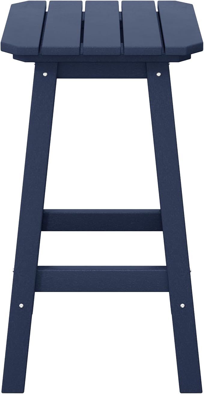 Costaelm 24" Height Outdoor Bar Stools, All-Weather Bar Stools, Adirondack Poly Patio Square Bar Stool for Patio, Deck, Kitchen Counter and Garden, Navy Blue