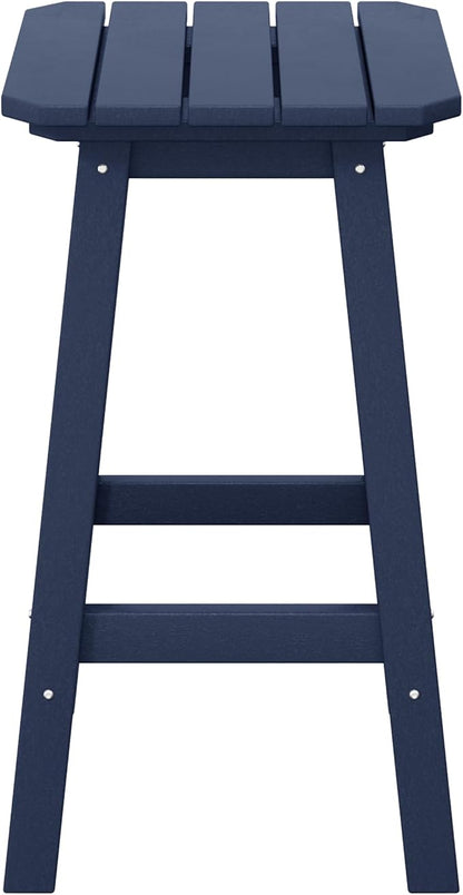 Costaelm 24" Height Outdoor Bar Stools, All-Weather Bar Stools, Adirondack Poly Patio Square Bar Stool for Patio, Deck, Kitchen Counter and Garden, Navy Blue
