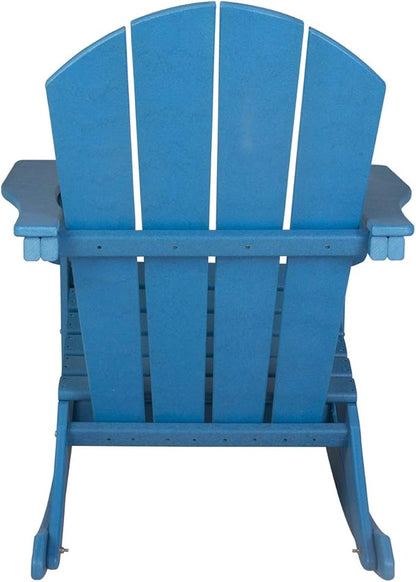 WO WESTIN OUTDOOR HDPE Laguna Outdoor Rocking Poly Adirondack Chair, Pacific Blue