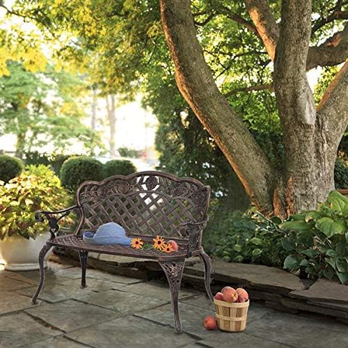 42.5inch Bronze Outdoor Garden Bench Patio Park Bench Patio Seating Sturdy Patio Bench Porch Bench Furniture Chair Seat for Outside, Backyard, Park, Lawn 108 x 60 x 83cm