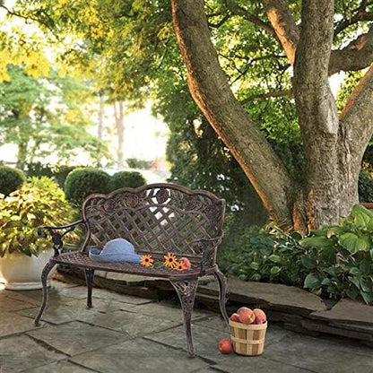42.5inch Bronze Outdoor Garden Bench Patio Park Bench Patio Seating Sturdy Patio Bench Porch Bench Furniture Chair Seat for Outside, Backyard, Park, Lawn 108 x 60 x 83cm
