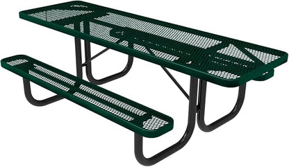 COATEDOUTDOORFURNITURE T8H2-DGRN Heavy Duty Rectangular Portable Picnic Table, Handicap Accessible on Both Ends, 8 Ft, Dark Green, Made in America