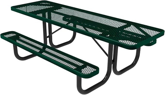 COATEDOUTDOORFURNITURE T8H2-DGRN Heavy Duty Rectangular Portable Picnic Table, Handicap Accessible on Both Ends, 8 Ft, Dark Green, Made in America