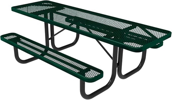 COATEDOUTDOORFURNITURE T8H2-DGRN Heavy Duty Rectangular Portable Picnic Table, Handicap Accessible on Both Ends, 8 Ft - Photo 1