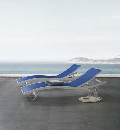 Modway Glimpse Outdoor Patio Mesh Chaise Lounge Set of 2 in White Navy