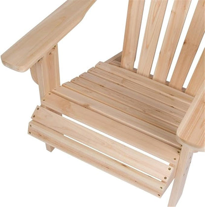 Pemberly Row Traditional Cedar Wood Patio Porch Adirondack Chair, Beige Finish, Ergonomic Design with Contoured Seat and Wide Arms, 36" H x 35" W x 26.25" D, Outdoor Furniture for Relaxation