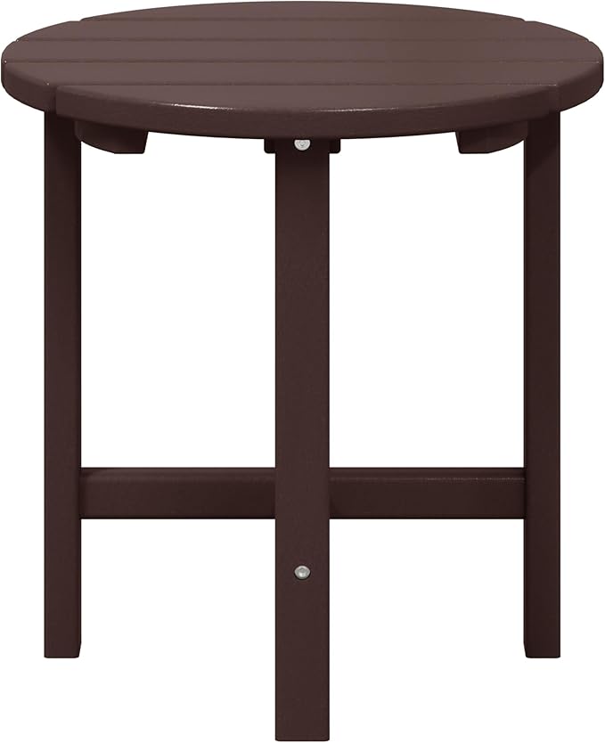 WestinTrends Dylan Adirondack Round Outdoor Side Table, Dark Brown