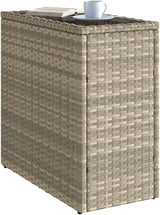 Light Grey and Black Rectangular Garden Side Table with Tempered Glass Top and Adjustable Feet - Photo 4