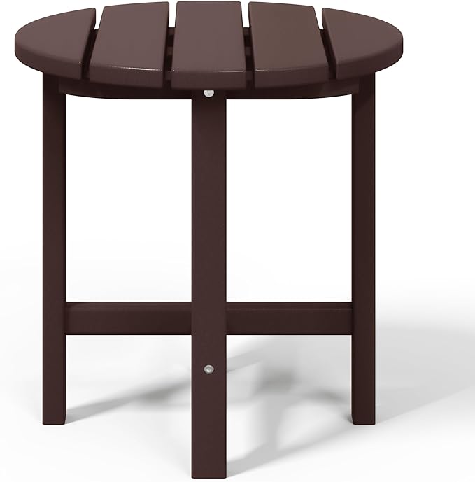 WestinTrends Dylan Adirondack Round Outdoor Side Table, Dark Brown - Photo 8