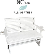 Fortune Candy Patio Glider with Cup Holders, High Roll Back and Deep Contoured Seat,Heavy Duty 800 Lb (White, 2-Seater) - Photo 3