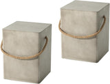 COSIEST Set of 2 Concrete Side Table, Rectangular Outdoor Side Table w Hemp Rope Handles - Photo 1